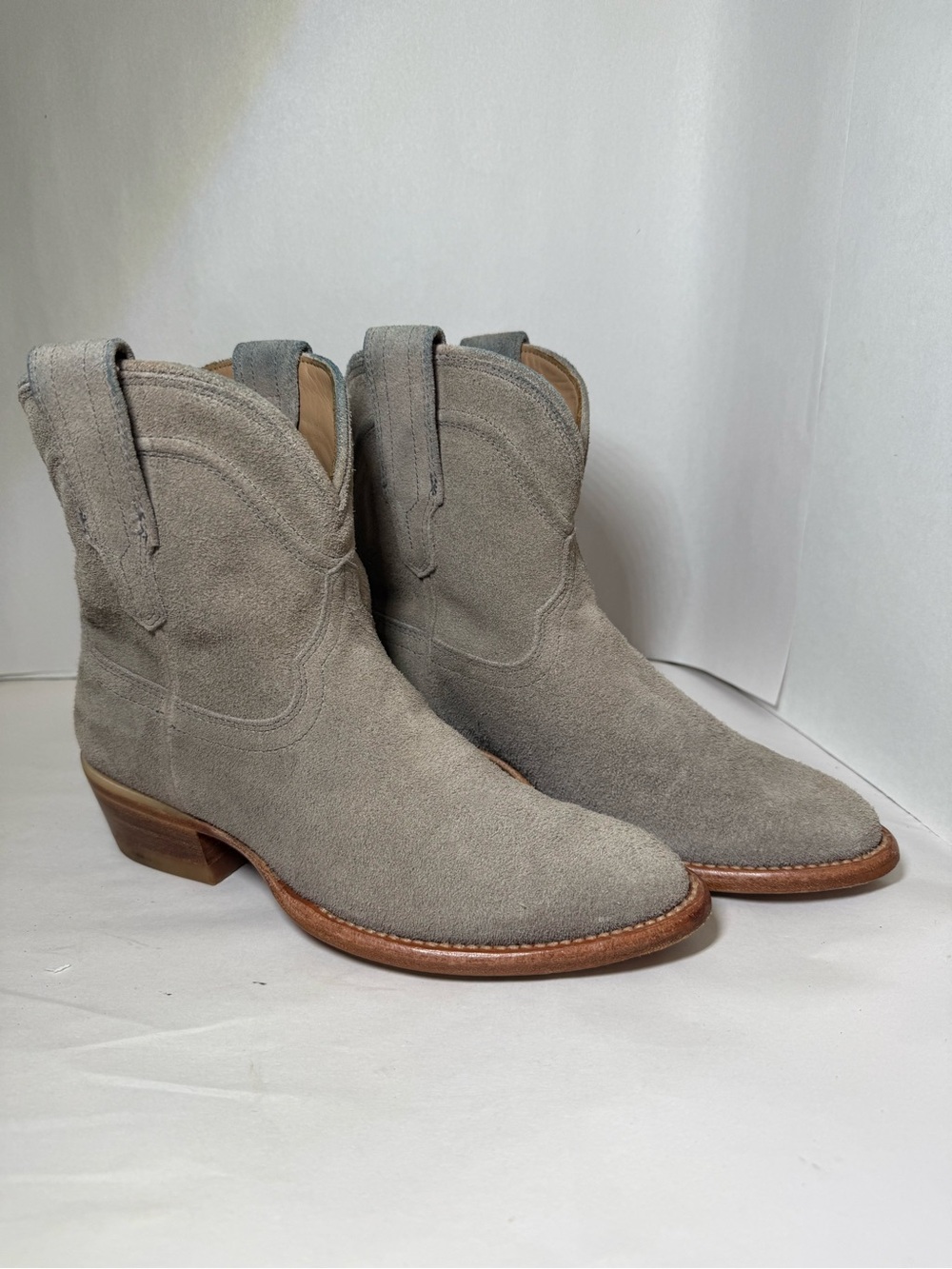 Tecovas The Lucy Suede Western Ankle Boots Booties Cowgirl Grey Size Women's 5